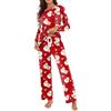 Ekouaer Pigiama Donna Invernale Caldo Lungo, Natale Rosso, XXL