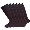 Fontana Calze, 6 paia di calze lunghe in caldo cotone elasticizzate confortevoli e rinforzate su punta e tallone. Prodotto Italiano. (MARRONE, 42-44)