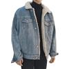 Generic Giacca da uomo in denim foderata in pile Sherpa, calda, da cowboy, stile trucker, jeans, per l'inverno, 4XL