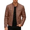 Generico Giubbotto Moto Uomo 4 Stagioni Antipioggia Pelle in Stile Motociclista Giacche Moto Vintage Autunno Invernale da Pilota Giubbino Casual Slim Giacca Pelle Antivento Giubbotto,Moda