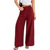 WINKEEY Pantaloni Donna a Vita Alta Pantaloni Larghi Donna Estivi Eleganti Palazzo Pantalone Adatto per Ufficio e Tempo Libero,Bordeaux M