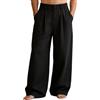 Générique Pantaloni da uomo neri a righe, pantaloni da città da uomo a vita alta e larghi, eleganti e comodi, abbigliamento per ufficio, uscite e quotidiane, Nero161, M