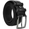 No Limits Cintura Uomo In Vera Pelle, Made in Italy, Classica Con Cuciture e Accorciabile, Fibbia in Metallo Nickel Free, Alta 3,5 cm Con Scatola