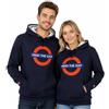 GWCC Mind The Gap - Felpa con cappuccio ricamata con logo blu navy (con mappa-tubo all'interno del cappuccio)