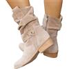 Generico Stivaletti da Donna Stivaletti in Pelle Scamosciata Pieghe Stivali Invernali Stivaletti Bassi Stivaletti retrò Eleganti con Zip Stivaletti Tinta Unita Scarpe,Regalo Divertente