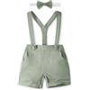 Volunboy Bambino Pantaloncini con Bretelle, Ragazzo Estivi Casual Lino Shorts con Papillon 3 Pezzi