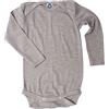 Cosilana - Body a maniche lunghe, 70% lana, 30% seta, grigio melange, 50/56 cm