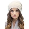Vivisence Invernale Cappello Classico da Donna in Morbido E Caldo Filato di Lana con Fodera Interna Tre Pieghe sul Retro per Una vestibilità Perfetta, Ecru,Taglia Unica