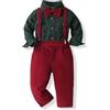 Acuryx Completini e Coordinati Gentiluomo Set per Bambino Ragazzo Completo Bretelle Fiocco Tuta Camicia Maniche Lunghe Pantaloni Cerimonia Battesimo