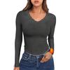 Crewhpo Sottogiacca Donna Manica Lunga con Pizzo e Scollo a V Slim