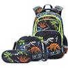 Generic Zainetti Classic - Set di 3 zaini a forma di dinosauro, con scatola per il pranzo, astuccio, zainetto per la scuola elementare, scuola materna e ragazza, zaini da donna, rosso (verde, taglia unica)