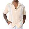 CTU Camicie da bowling da uomo a maniche corte vintage con stampa abbottonatura hawaiana camicie per le vacanze da uomo M-3XL, cachi, L