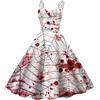 PINTUTU Stampa Sanguinosa Vestito Da Halloween, Vestito Halloween Donna Zombie, Abiti In Costume Di Sangue, Costume Da Zombie Donna Perfetto Per La Festa Halloween Carnevalecostume Da Donna Uomo Per Halloween