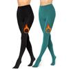 Merry Style 2 Paia Collant Termici Donna Foderati Invernali Caldi e Colorati - Leggings Outdoor MS-ATX-442 (Nero/Smeraldo, M-L)