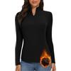 WOWENY Camicia Termica da Donna con Zip a 1/4 Manica Lunga Collo Alto in Pile Colletto alla Coreana Mezza Zip Felpa Pullover Caldo