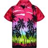 King Kabana Stylish-Camicia-Hawaiana, Manica-Corta, Beach-Style, Rosa, 5XL