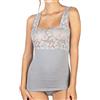EGI Canotta Donna Spallina in Cotone Modal con Fascia in Pizzo sul Seno Sottogiacca (M, Grigio)