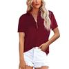 NONSAR - Camicetta da donna, elegante, a maniche lunghe, con colletto alto, da ufficio, casual, Maniche corte rosa.