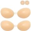 KSang Reggiseno senza spalline per push up, 2 paia di reggiseno imbottito in silicone adesivo invisibile per donne e abiti da sposa