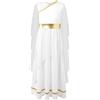 Moggemol Abito Ballo Bambine Abito Greco Antica Greca Romana Costume Festa Tematica Ballo Bianco 11-12 Anni