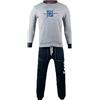 Lupex Shop Tuta Completa Homewear Uomo in Cotone e Poliestere Felpato, Completo da Casa Maschile (IT, Testo, XL, Regular, Regular, MZ06 Grigio Melange/Blue)