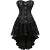 Hengzhifeng Corsetto con Gonna Donna Pirata Bustino Corsetti Medievale Carnevale (EUR 42-44,Nero)