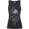 Black Premium by EMP Donna Top Nero con Stampa Teschio