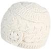 Pachamama Berretto da donna in lana lavorato a maglia a maglia con fiore, taglia unica, fatto a mano, extra caldo, commercio equo e solidale, crema, Taglia unica