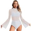 Zaldita Donna Body da Danza Classica Moderna Senza Schienale con Strass Abito da Ginnastica Pattinaggio Artistico Bodysuit da Balletto Leotard Dancewear Bianco S