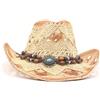 LYSINK Cappello da spiaggia da uomo in paglia estivo a tesa larga con parte superiore alta cava cappelli da cowboy da vacanza casual cappello da sole, Taglia unica