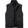 Generisch Gilet da lavoro da uomo in pile con colletto alto, doppia imbottitura, per attività all'aperto, lavoro e tempo libero, Nero , 3XL