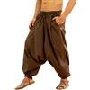Sarjana Handicrafts - Pantaloni da uomo in cotone Harem Genie Brown X-Large