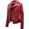 Peuignao Giubbotto Biker Donna in Ecopelle - Giacca Finta Pelle Sintetica Curvy Primavera Rosso M