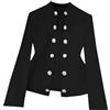 IQYU Sweatblazer - Giacca sportiva da donna, elegante, con bottoni, stile militare, casual, blazer, per il tempo libero, per lavoro, ufficio, giacche slim fit, blazer, giacca per il tempo libero, Nero
