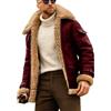 EsukAr Giacca da Aviatore da Uomo in Montone Pelle E Bomber Volante,Rosso,XL