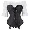 WLFFW Corsetto Steampunk Corpetto con Camicia da Pirata Donna L Nero