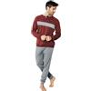 Australian Pigiama Lungo Uomo in Caldo Cotone in Vari Modelli E Taglie dalla M alla 2XL, Pigiama Maschile (IT, Testo, L, Regular, Regular, AI758-Bordeaux/Grigio Chiaro)