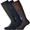 Fontana Calze, 6 paia di calze lunghe in caldo cotone elasticizzate confortevoli e rinforzate su punta e tallone. Prodotto Italiano. (ass(blu,marrone,antracite), 42/44)