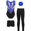 Yhong Body Ginnastica Artistica Bambina, Set 4 Pezzi Leotards con Pantaloncini Leggins + Capelli Fasce Tuta da Danze