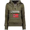 Geographical Norway Gymclass Lady - Felpa Donna Zip Hoodie Tasche - Pile Donna Maglione Manica Lunga Giacca Cappuccio - Abito Ideale Primavera Estate Autunno Inverno Stagione (Kaki XL)
