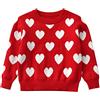 Generisch Maglione lavorato a maglia per San Valentino con stampa a cuore per neonati bambini come dolce idea regalo, Colore: rosso, 6-7 Anni