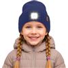 ATNKE Bambini LED Cappello con Luce, USB Ricaricabile 4 LED Corsa Torcia Mani Libere Testa Lampada Invernale Calda Pile Foderato Berretto Lavorato Maglia Regali per Ragazzi e Ragazze/Ligh Navy Blue