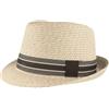 Hut Breiter Breiter - Cappello di paglia trilby estivo, pork pie, cappello da sole 100% in carta, anti-schiacciamento, guarnizione in reps colorata, amichevole per la pelle e comodo, grigio mélange, L