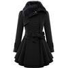 IQYU Trench - Cappotto corto da donna, colore nero, invernale, corto, in lana, classico, elegante, foderato, per le mezze stagioni, con blazer in pelliccia, taglie forti, Nero , S