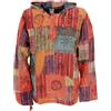 GURU SHOP Camicia da yoga, Goa, con cappuccio, patchwork, per il tempo libero, colore arancione ruggine, arancione ruggine, M