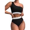FDEETY Costume Donna Due Pezzi Monospalla Bikini Set Mare Costumi Vita Alta Tankini Body Modellante Contenitivo Elegante No Segno Abbronzatura Bikiniset Nuoto Spiaggia
