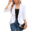 Clearlove Blazer da Donna Elegante Business Blazer a 3/4 Manica Lunga Slim Fit Primavera Giacca, bianco, S