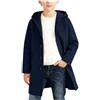 Generisch Cappotto primaverile e autunnale, cappotto con cappuccio abbottonato per ragazze e ragazzi, trench classico stile trench, capispalla per bambini, Blu marino, 5-6 Anni