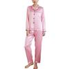 Heersan Pigiama Donna in Raso con Bottoni, Pigiami Due Pezzi a Maniche Lunghe, Set Camicia e Pantaloni Lunghi, Abbigliamento da Notte, Elegante Comodo Sleepwear