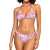 SHEKINI Bikini da donna a triangolo con lacci, costume da bagno con schiena scoperta, costume da bagno in due pezzi, Stampa floreale Dc, S